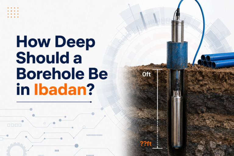 Borehole depth in Ibadan drilling rig at work